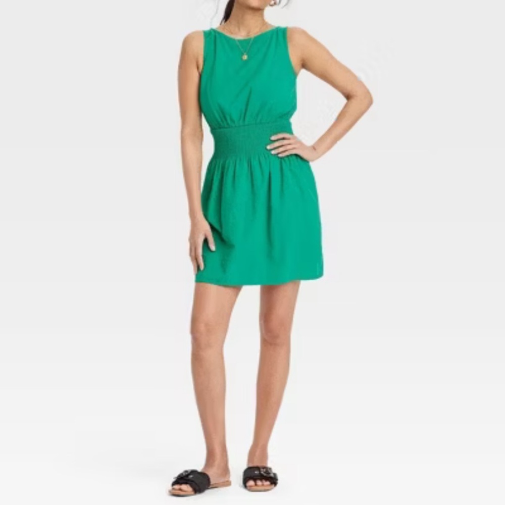 NWT Universal Thread Green Sleeveless Smocked Waist Mini Sundress